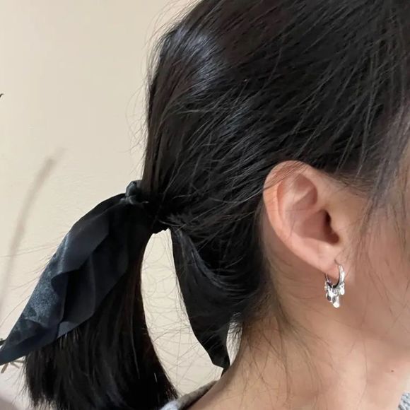 ⭐️Silver Petite tassel Hoop Huggies - Picture 8 of 13